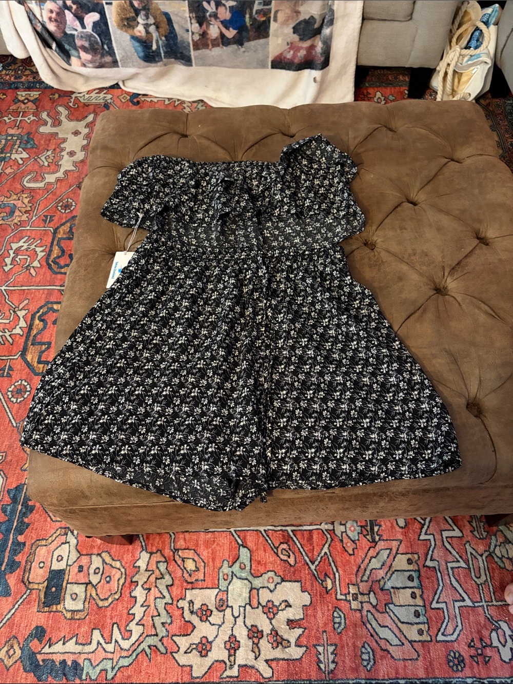 Women’s Black Floral Off-Shoulder Casual Shorts